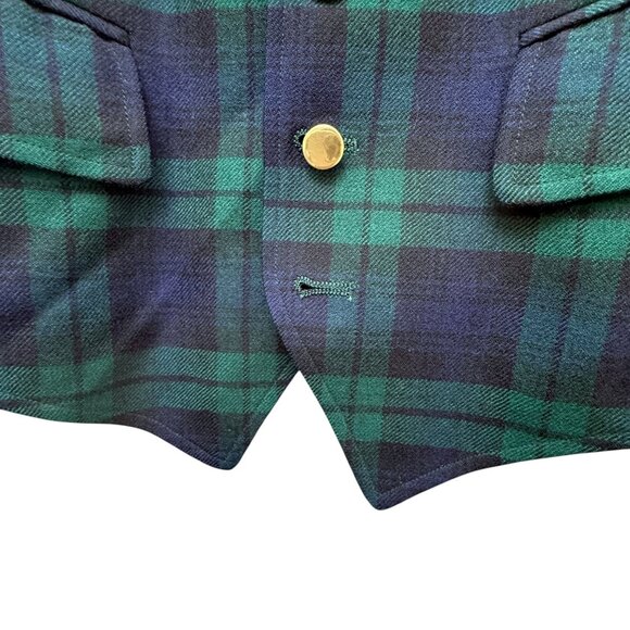 Cricketeer Mens Vest M/L Navy Green Plaid Preppy Scottish Tartan Wool - Picture 5 of 7